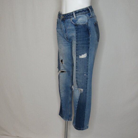 Free People Two Tone Distressed High Rise Jeans 26" Women's 27 - Picture 2 of 13